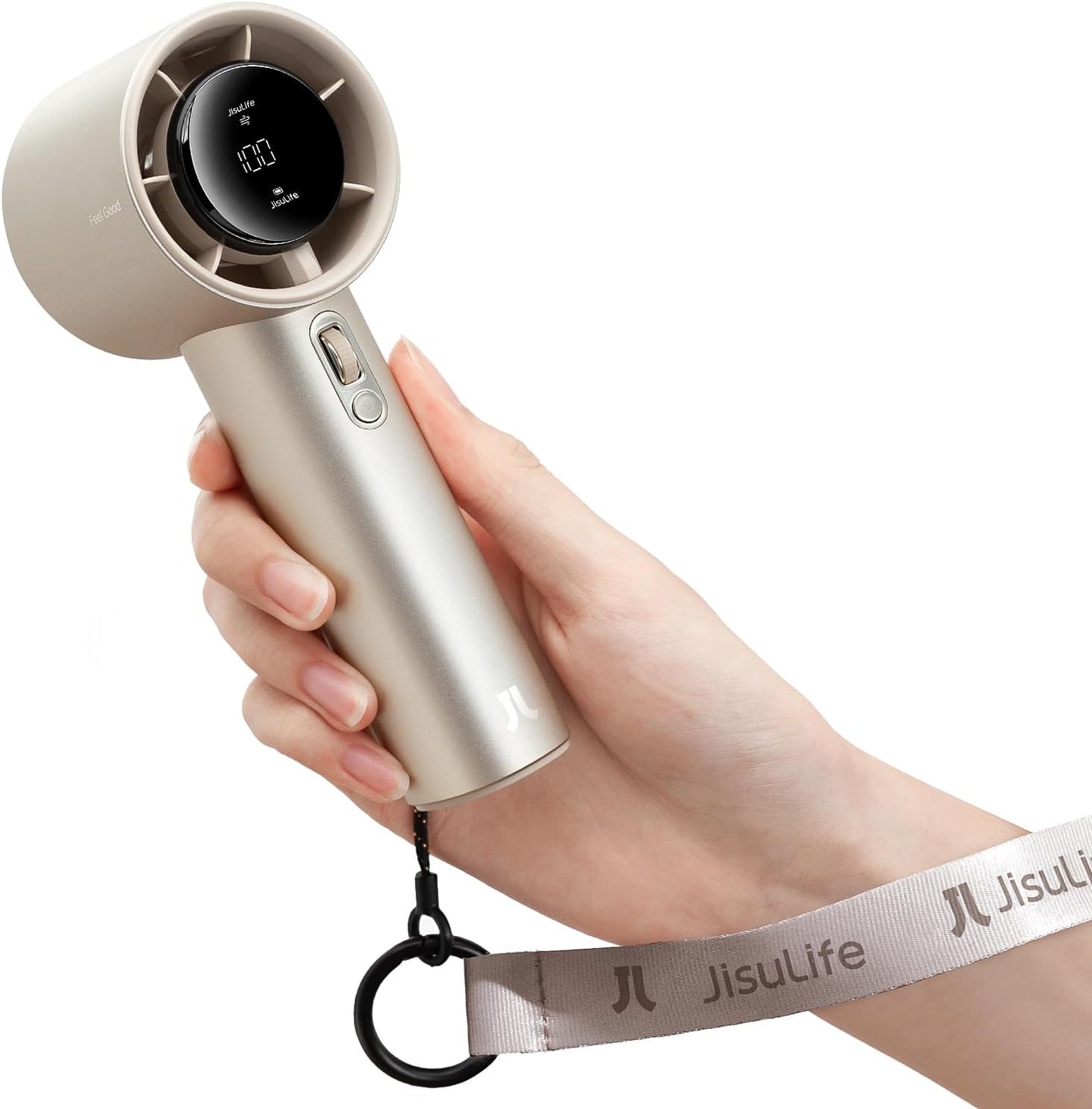 Next-Gen Handheld Fan - High-Speed Airflow, 40h Runtime, Metal Body, 1-100 Speed Scroll Wheel