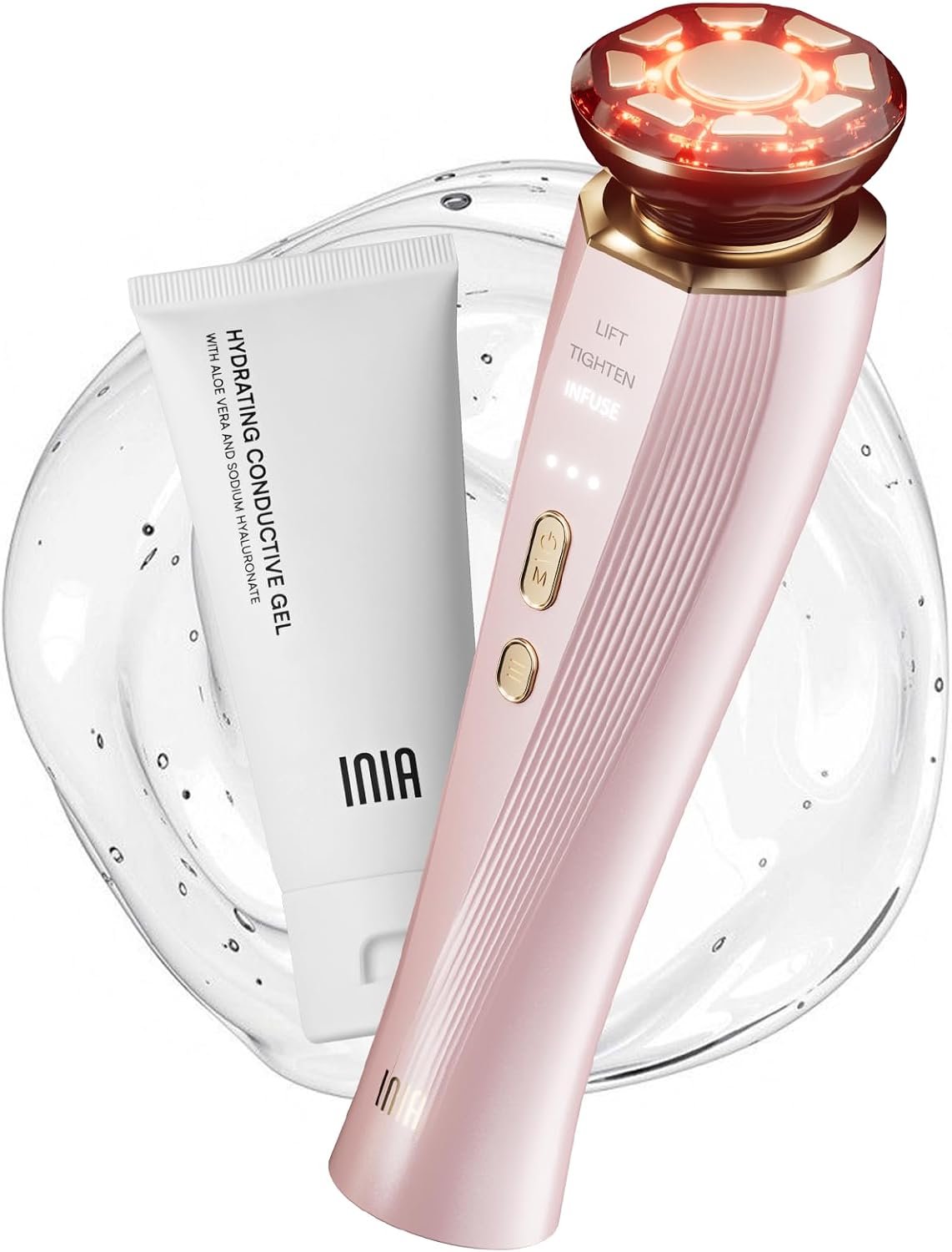 3-in-1 Red Light Therapy for Face and Neck, Skin Firming and Puffiness Skincare Tool (White)
