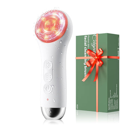 Face Scrubber Facial Cleansing Brush - Waterproof and Rechargeable Face Cleansing Brush with 4 LED Gentle Light, Cleansing, Exfoliating and Massaging, Electric Face Scrub Brush for Men & Women