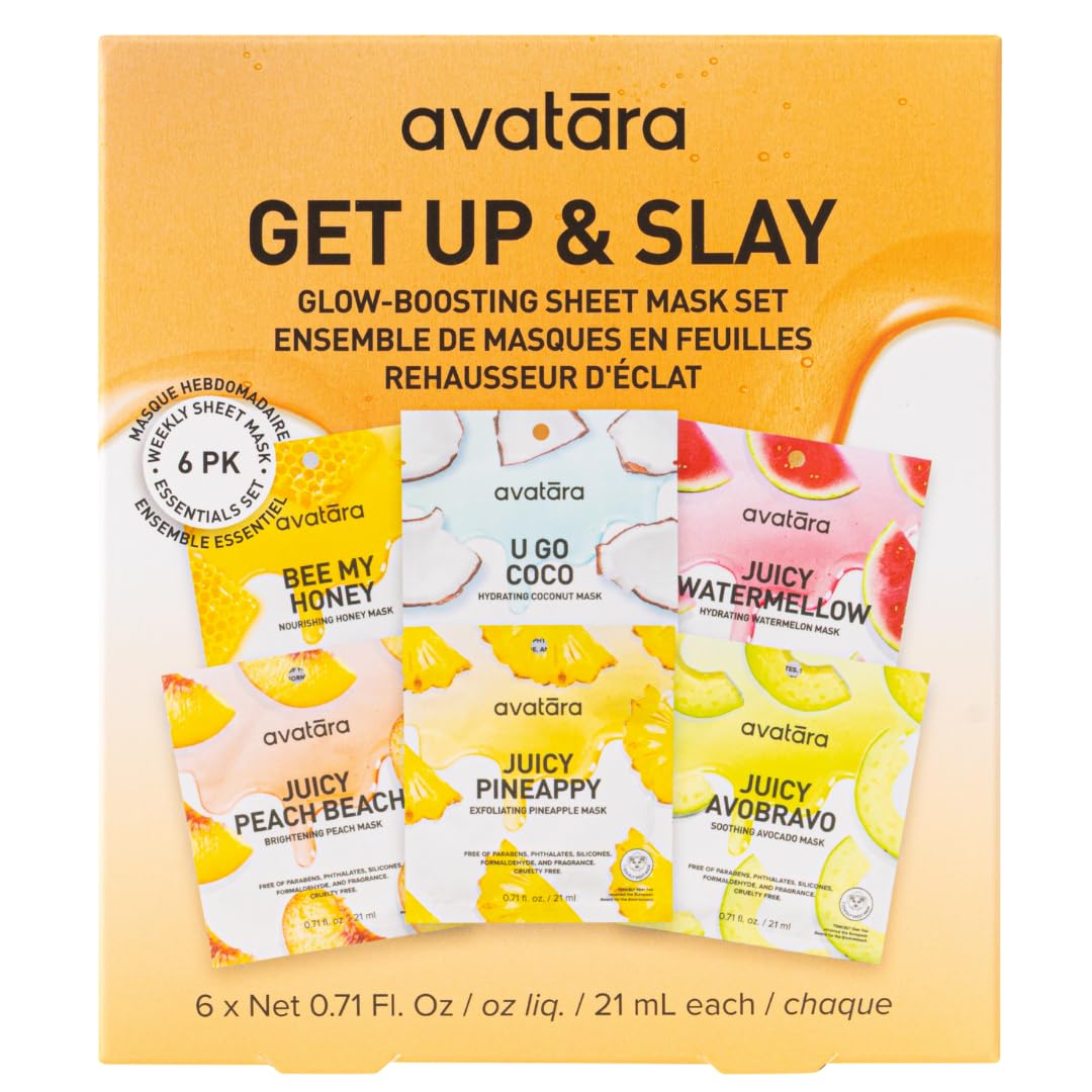 Avatara All-Stars 8-Pack Facial Sheet Mask Variety Pack | Clean K-Beauty Set for Dry, Sensitive, Uneven Skin | Gentle Moisture | Fragrance-Free, Paraben-Free & Cruelty-Free Korean Masks