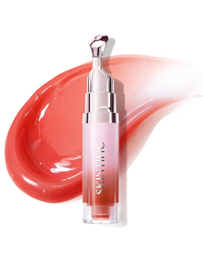 Brightening Lip Serum, Hydrating & Plumping Tinted Lip Gloss with Peptide and Squalane (01 Baby Pink)