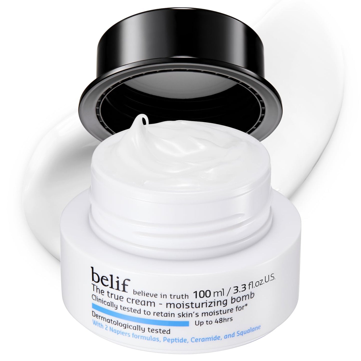 belif Moisturizing Bomb – Daily Ceramide Moisturizer with Peptide & Squalane, 48hr Hydration & Anti-Aging Cream, Milky & Lightweight, Restores Skin Barrier, Korean Skincare, 0.84 fl oz (25ml)