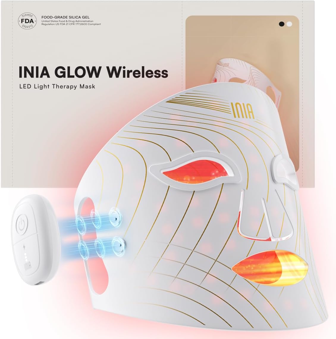 Red Light Therapy Mask for Face - Wireless LED Face Mask with Near-Infrared (NIR) Light