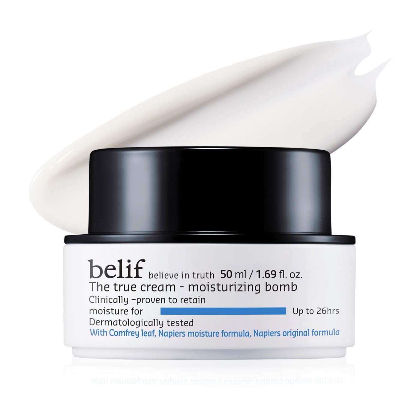 belif Moisturizing Bomb – Daily Ceramide Moisturizer with Peptide & Squalane, 48hr Hydration & Anti-Aging Cream, Milky & Lightweight, Restores Skin Barrier, Korean Skincare, 0.84 fl oz (25ml)