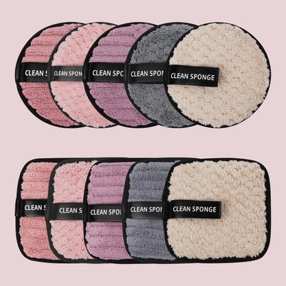 10pcs Makeup Remover Puff Set - Double Sided Face Wash Pads and Cleaning Cloths