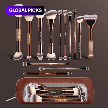 13pcs Professional Makeup Brush Set with Travel Bag - Essential Beauty Tools Kit