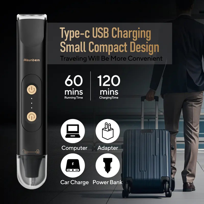Electric Groin and Body Hair Trimmer with Dual Heads and Ceramic Blades