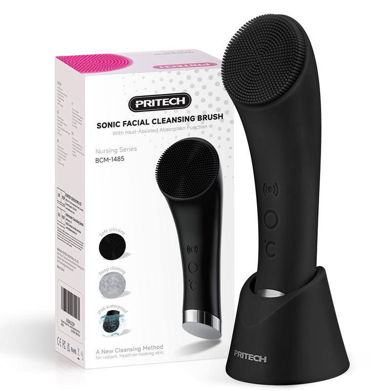 Heatable Vibrating Facial Cleansing Brush - Silicone Face Scrubber for Deep Cleansing and Massage