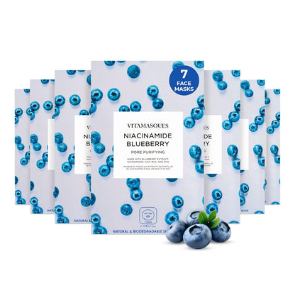 Vitamasques Face Masks Skincare Sheet Kit, 7-Pack - Juicy Collection of Triple-Layer Sheet Facial Masks - Korean Skin Care Pore Purifying, Brightening, and Hydrating