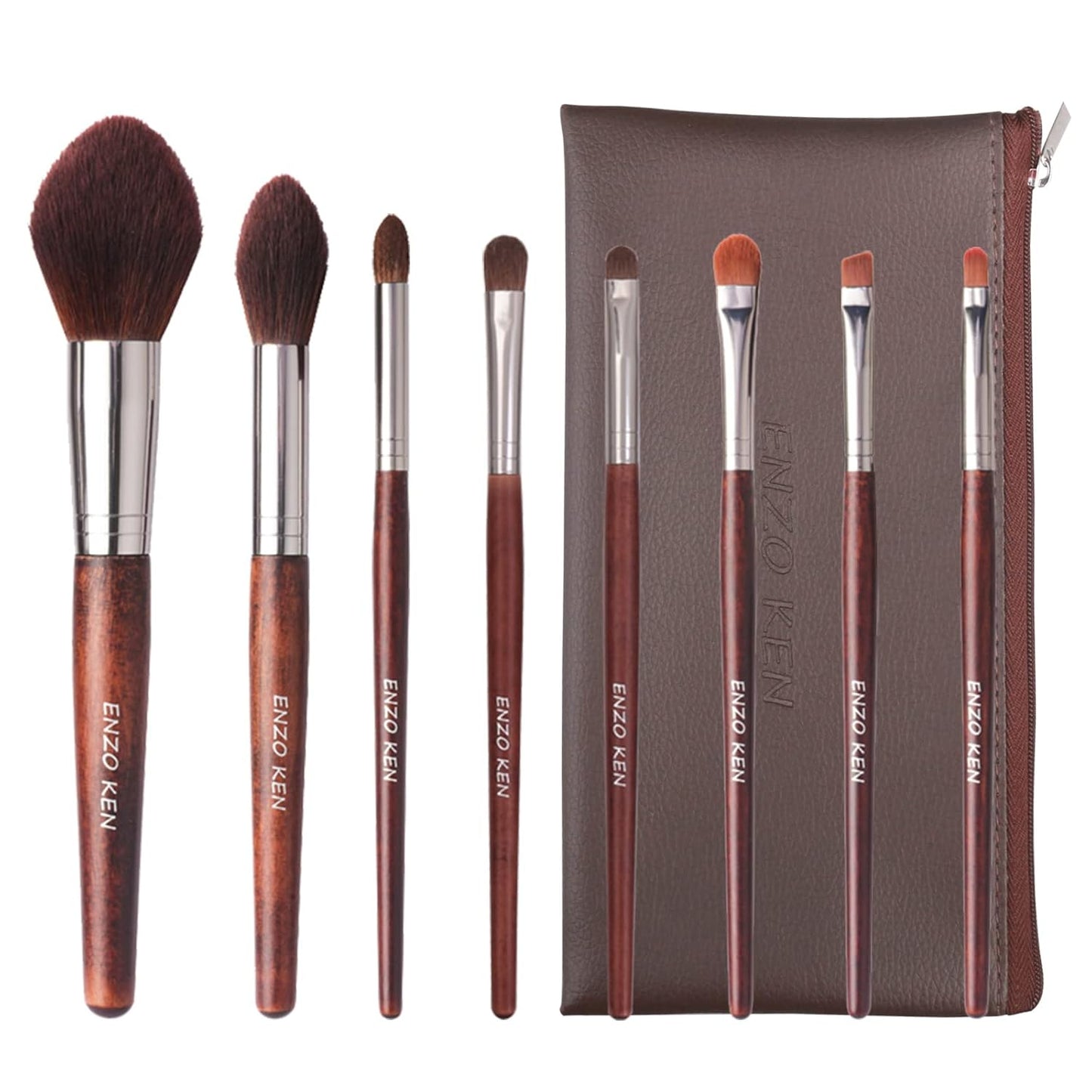 Bamboo Makeup Brushes Set Professional, Sable Makeup Brush Set with Case by Luxury ENZO KEN, Cosmetic Brushes Makeup Set, Make up Brushes Set Professional, Natural Hair Makeup Brush Set Professional.
