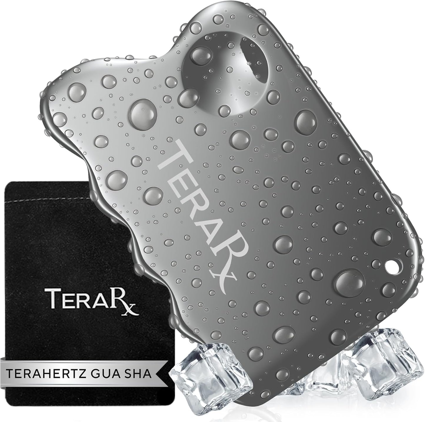 TeraRX® Terahertz Gua Sha & Facial Roller Set – 100% Authentic Terahertz Stone Face Roller to Reduce Puffiness, Improve Wrinkle Lines & Relieve Facial Tension – Perfect for Eye Massage and Relaxation