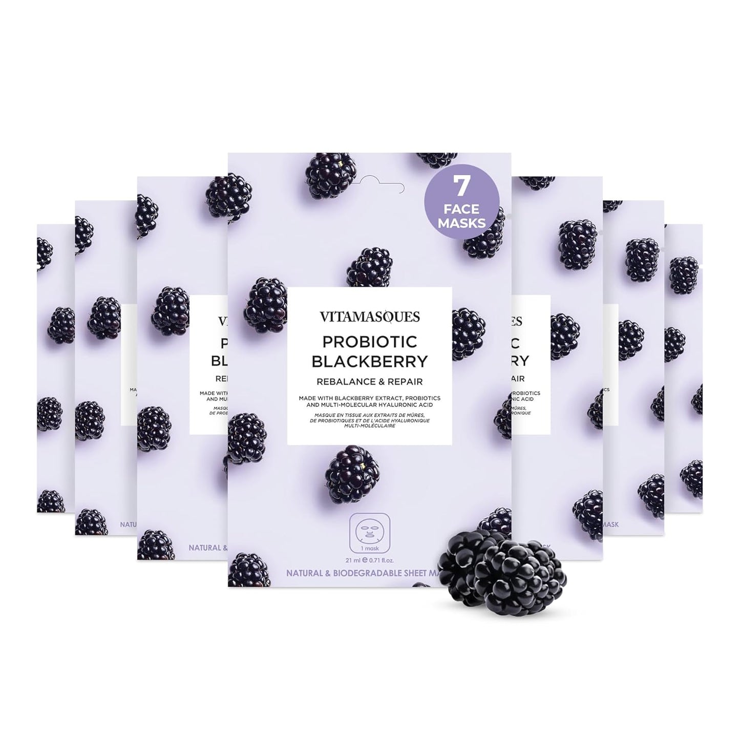 Vitamasques Face Masks Skincare Sheet Kit, 7-Pack - Juicy Collection of Triple-Layer Sheet Facial Masks - Korean Skin Care Pore Purifying, Brightening, and Hydrating