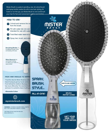 2-in-1 Mist-Integrated Hairbrush - Innovative Spray & Detangling Tool for Wet & Dry Styling (White)