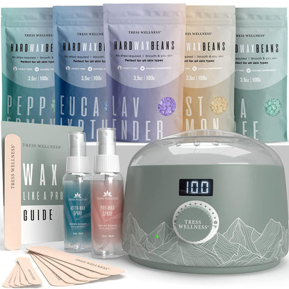 Award Winning Waxing Kit for Sensitive Skin - Digital Display Warmer with Hard Wax Beads