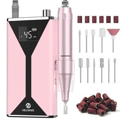 Professional Electric Nail Drill 45000RPM Cordless E-File for Acrylic and Gel Nails