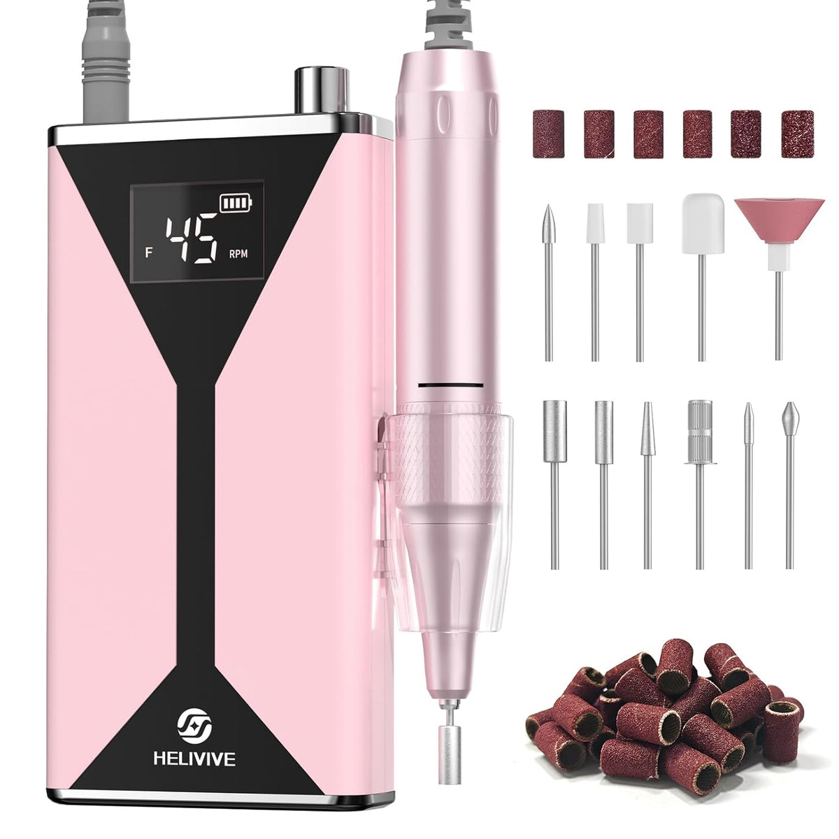 Professional Electric Nail Drill 45000RPM Cordless E-File for Acrylic and Gel Nails