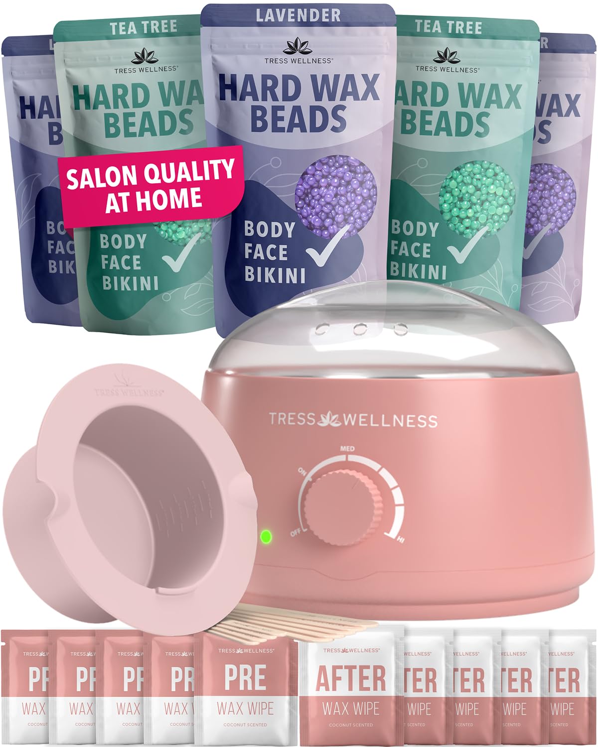 Award Winning Waxing Kit for Sensitive Skin - Digital Display Warmer with Hard Wax Beads