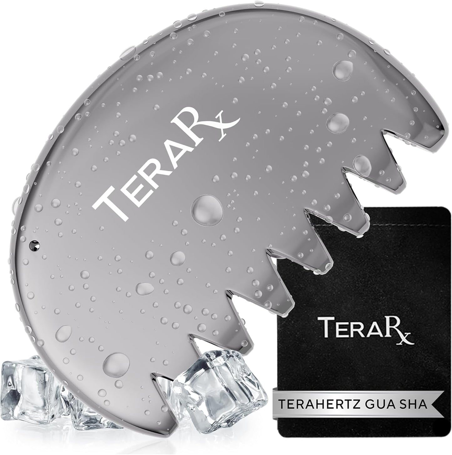TeraRX® Terahertz Gua Sha & Facial Roller Set – 100% Authentic Terahertz Stone Face Roller to Reduce Puffiness, Improve Wrinkle Lines & Relieve Facial Tension – Perfect for Eye Massage and Relaxation