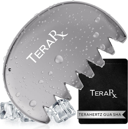 TeraRX® Terahertz Gua Sha & Facial Roller Set – 100% Authentic Terahertz Stone Face Roller to Reduce Puffiness, Improve Wrinkle Lines & Relieve Facial Tension – Perfect for Eye Massage and Relaxation