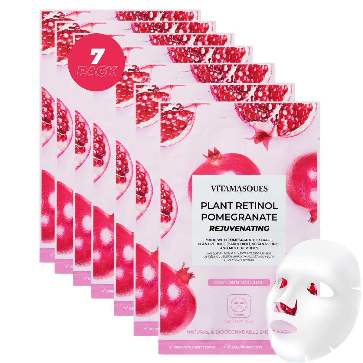 Vitamasques Face Masks Skincare Sheet Kit, 7-Pack - Juicy Collection of Triple-Layer Sheet Facial Masks - Korean Skin Care Pore Purifying, Brightening, and Hydrating