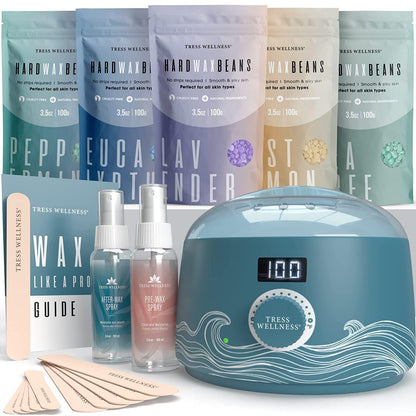 Award Winning Waxing Kit for Sensitive Skin - Digital Display Warmer with Hard Wax Beads