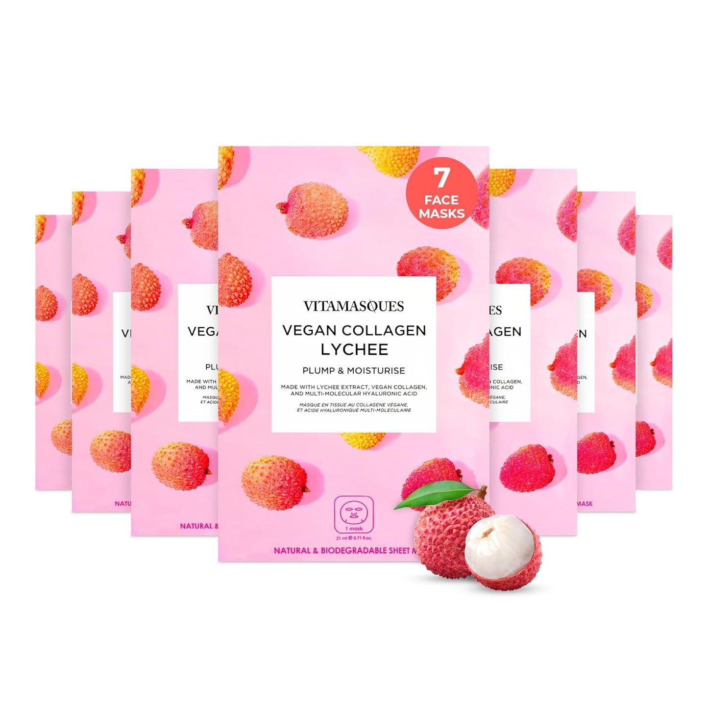 Vitamasques Face Masks Skincare Sheet Kit, 7-Pack - Juicy Collection of Triple-Layer Sheet Facial Masks - Korean Skin Care Pore Purifying, Brightening, and Hydrating