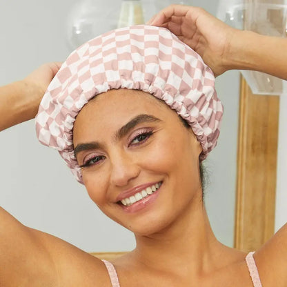 Luxury Reusable Waterproof Shower Cap - Flexi Satin Lined, Quick-dry, Adjustable for All Hair Types
