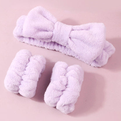 Summer Spa Wristband and Headband Set for Face Washing, Skincare, and Makeup