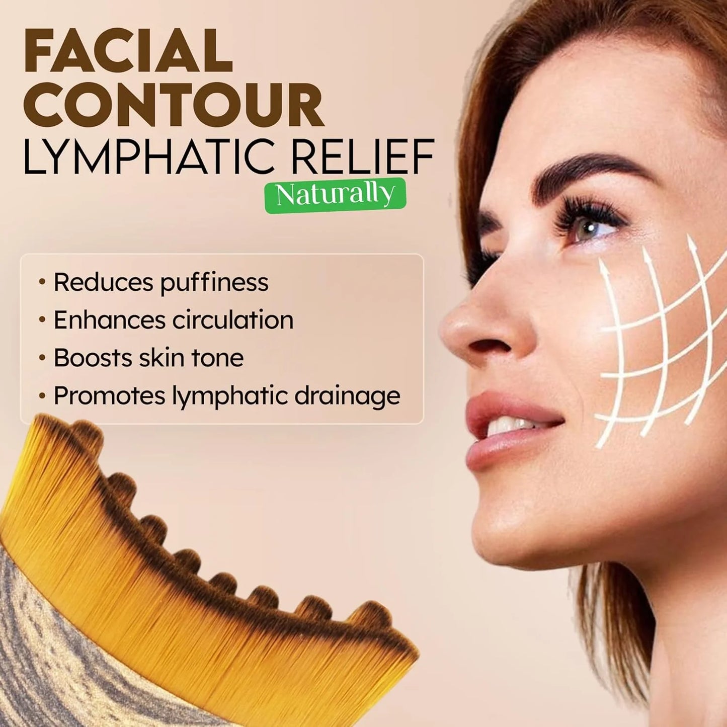 Lymphatic Contour Face Brush for Sculpting, Puffiness Reduction and Jawline Definition