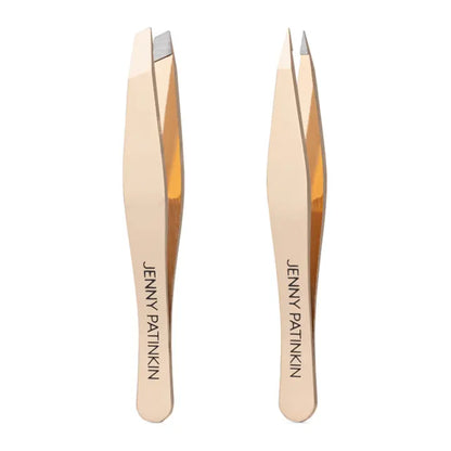 Professional 2-Piece Stainless Steel Eyebrow Tweezer Set with Slant and Pointed Tips