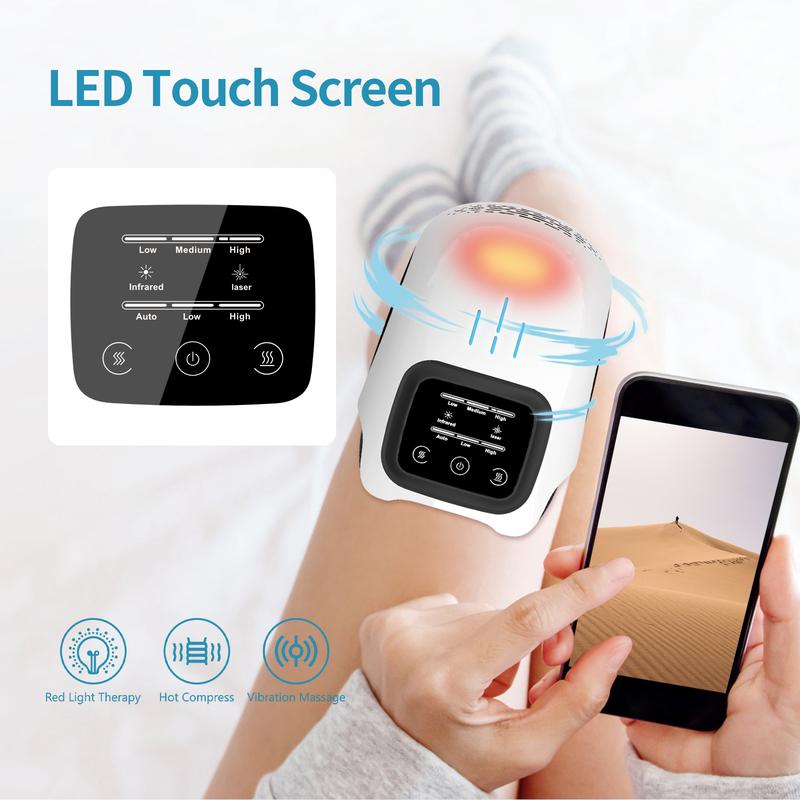 Portable Electric Knee Massager - Rechargeable Heat and Vibration Machine for Joint Relief