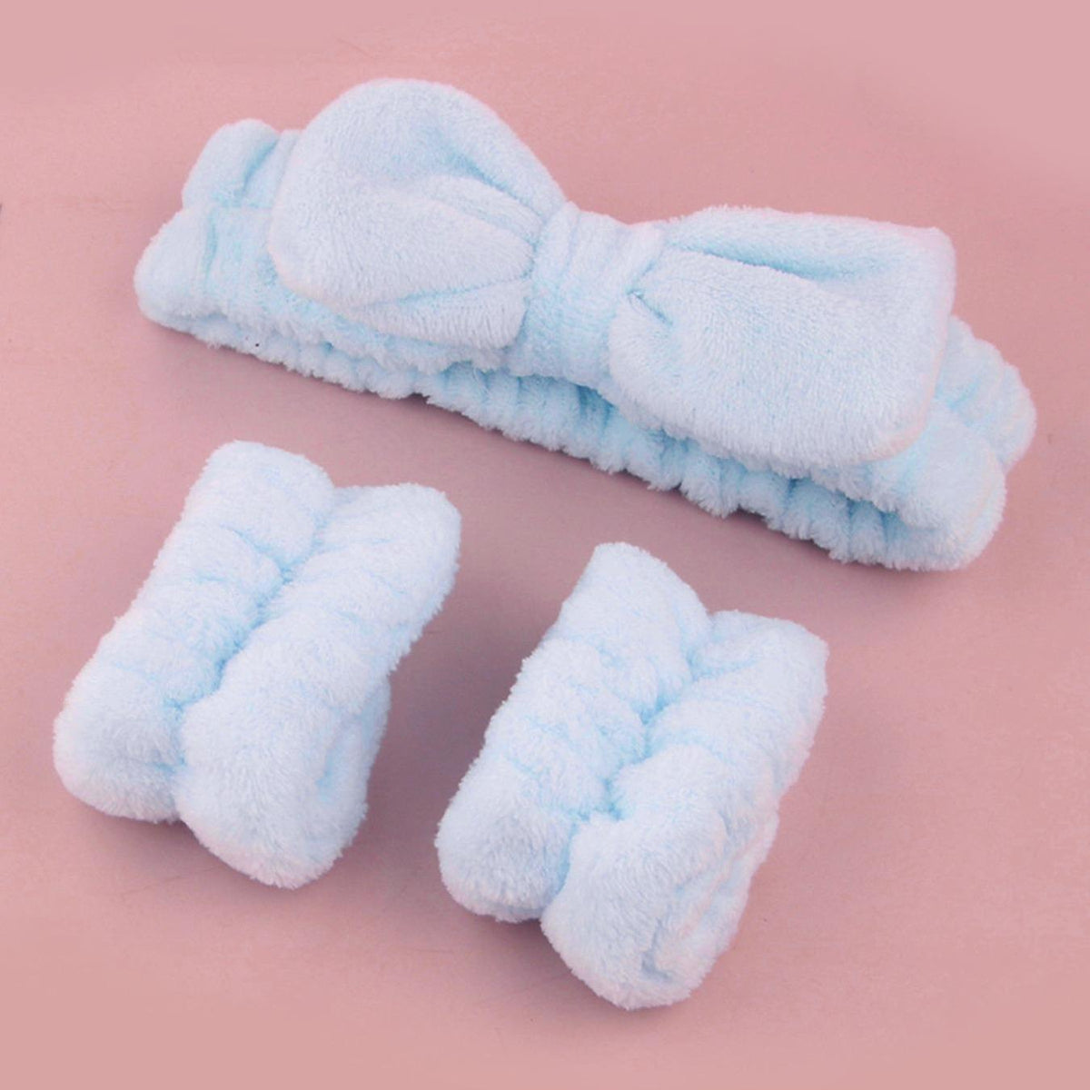 Summer Spa Wristband and Headband Set for Face Washing, Skincare, and Makeup