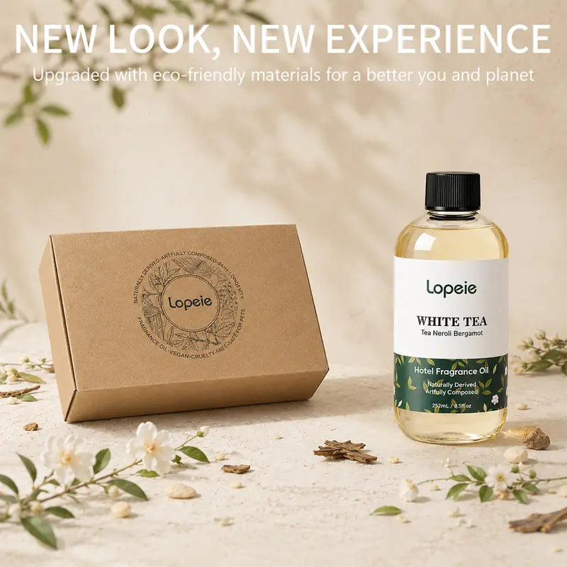 White Tea Fragrance Oil Refill, Unisex Selfcare Neroli & Bergamot Aromatherapy Oil, 118ml/4.1fl oz