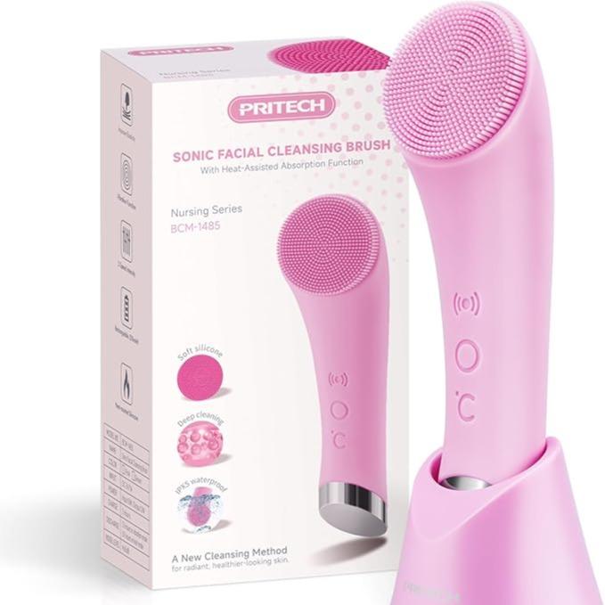 Heatable Vibrating Facial Cleansing Brush - Silicone Face Scrubber for Deep Cleansing and Massage