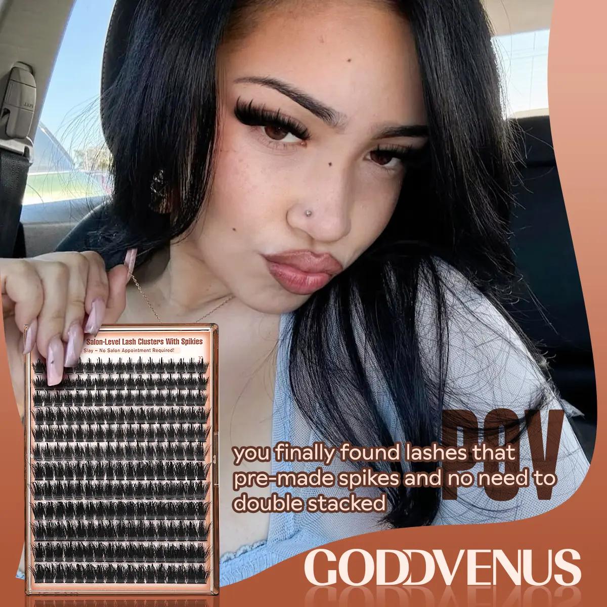 Spiky Manga Lash Clusters - Wispy Individual Eyelash Extensions, D Curve 12-18mm, 204 Pcs