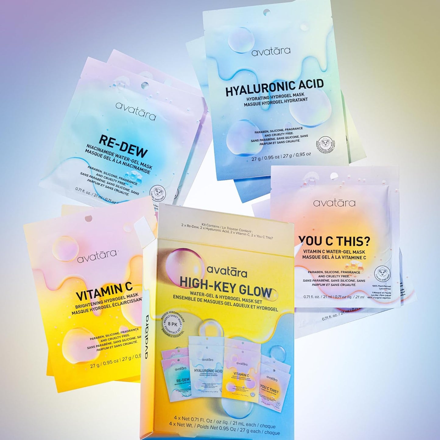 Avatara All-Stars 8-Pack Facial Sheet Mask Variety Pack | Clean K-Beauty Set for Dry, Sensitive, Uneven Skin | Gentle Moisture | Fragrance-Free, Paraben-Free & Cruelty-Free Korean Masks