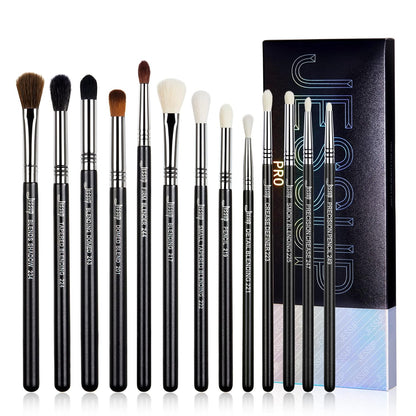 Jessup Eyeshadow Brush Set 11pcs Eye Makeup Brushes Set Professional Eye Shadow Brush Blending Brush Shader Crease Brush Black T340