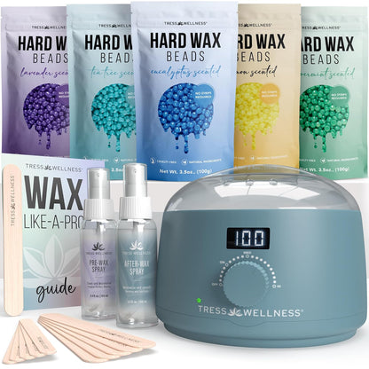 Award Winning Waxing Kit for Sensitive Skin - Digital Display Warmer with Hard Wax Beads
