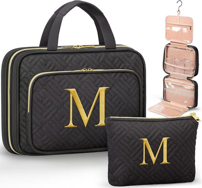 Personalized Gifts for Women, Initial Toiletry Bag Hanging Travel Organizer & Makeup Cosmetic Bag with Embroidery Letter Teacher Appreciation Gift Birthday Valentines Gifts for Mom Wife Friend Sister
