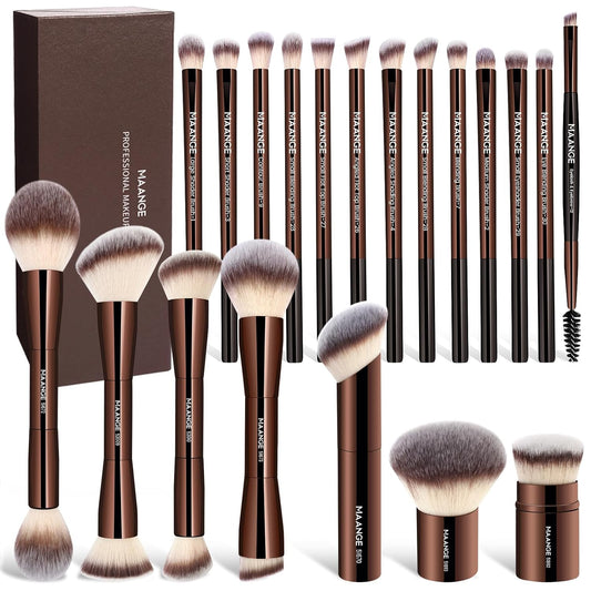 20 Pcs Professional Makeup Brush Set with Gift Box, Double-Ended Brushes for Foundation and Blending