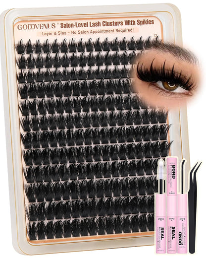 Goddvenus Manga Lash Clusters With Spikes Wispy Cluster Eyelash Extensions Fluffy Anime Eyelashes Clusters Reusable Faux Mink Fairy Individual Lash Extension (D Curve 12-18mm 204 pieces)