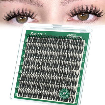 Flora Lash Clusters Kit - 132pcs D Curl Natural Extension Set with Bond, Seal, and Remover