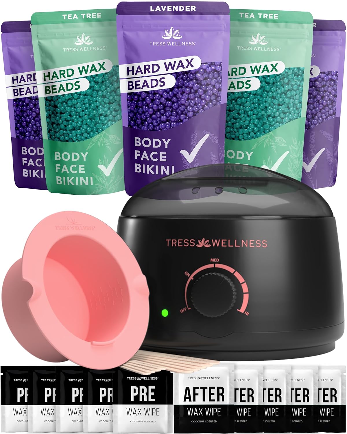 Award Winning Waxing Kit for Sensitive Skin - Digital Display Warmer with Hard Wax Beads
