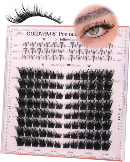 Goddvenus Manga Lash Clusters With Spikes Wispy Cluster Eyelash Extensions Fluffy Anime Eyelashes Clusters Reusable Faux Mink Fairy Individual Lash Extension (D Curve 12-18mm 204 pieces)