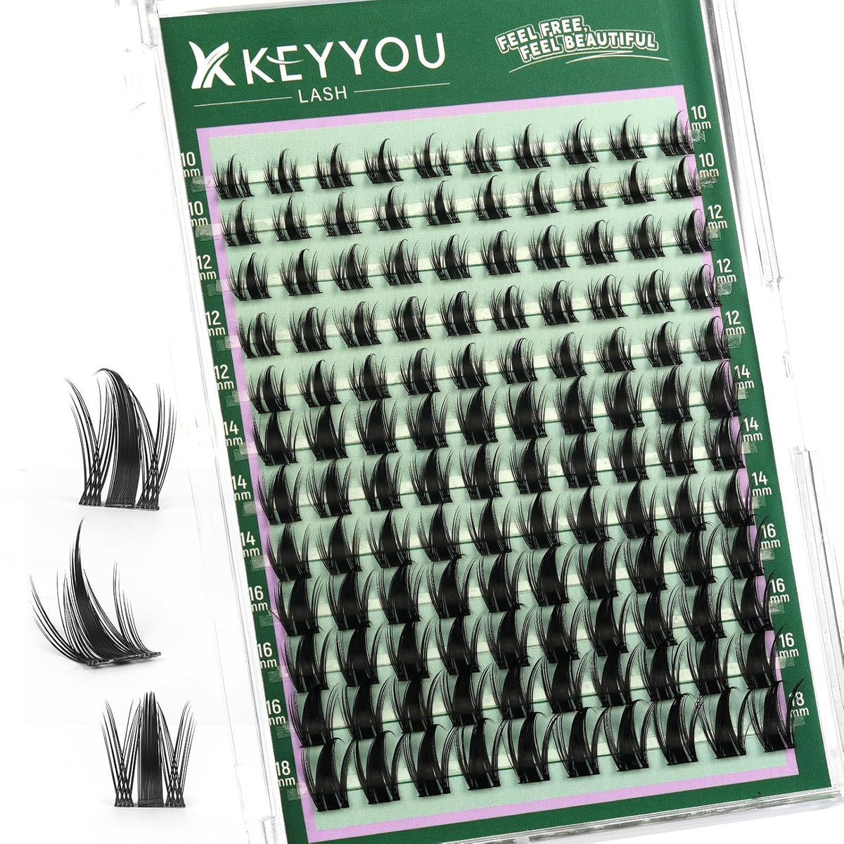Flora Lash Clusters Kit - 132pcs D Curl Natural Extension Set with Bond, Seal, and Remover