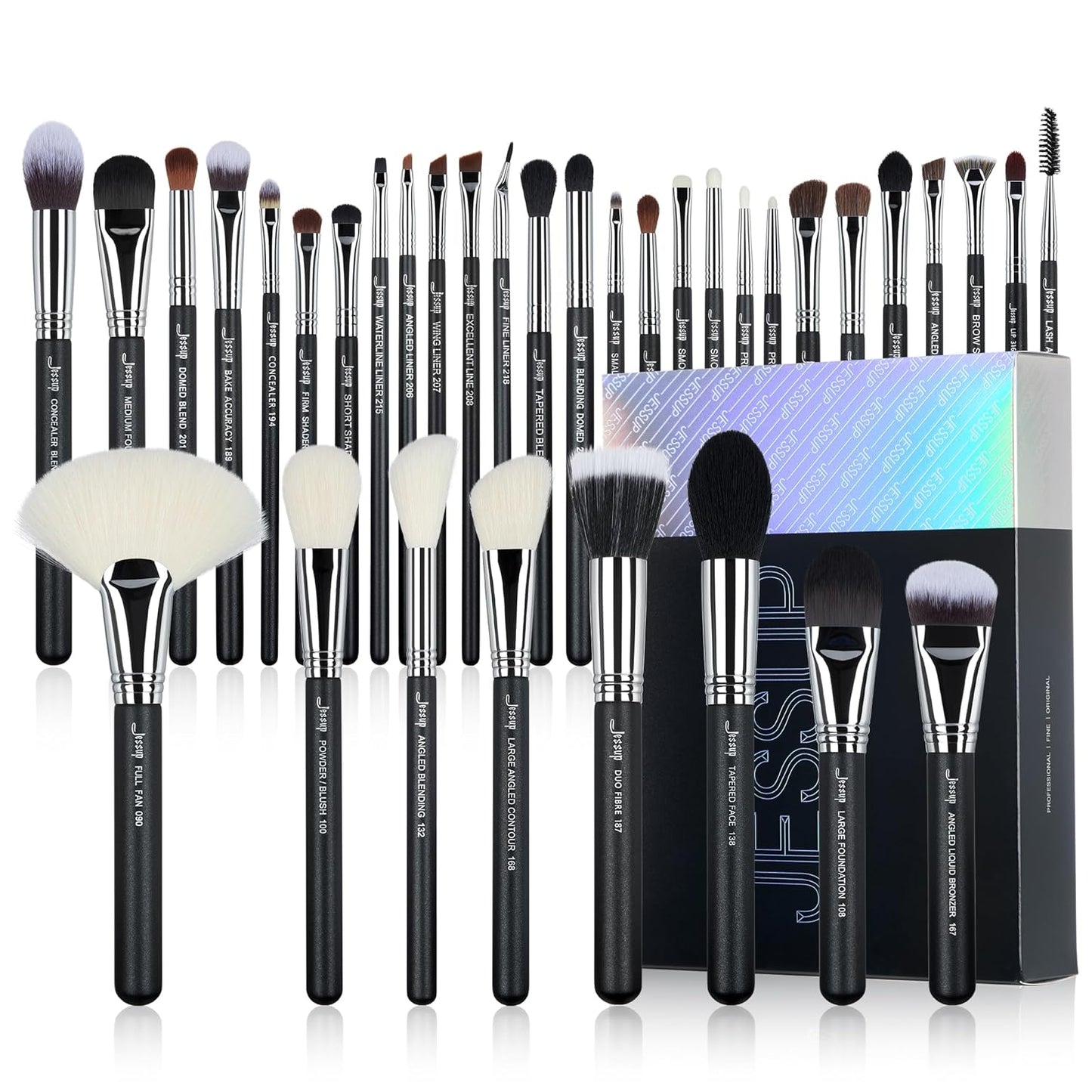 Jessup Eyeshadow Brush Set 11pcs Eye Makeup Brushes Set Professional Eye Shadow Brush Blending Brush Shader Crease Brush Black T340