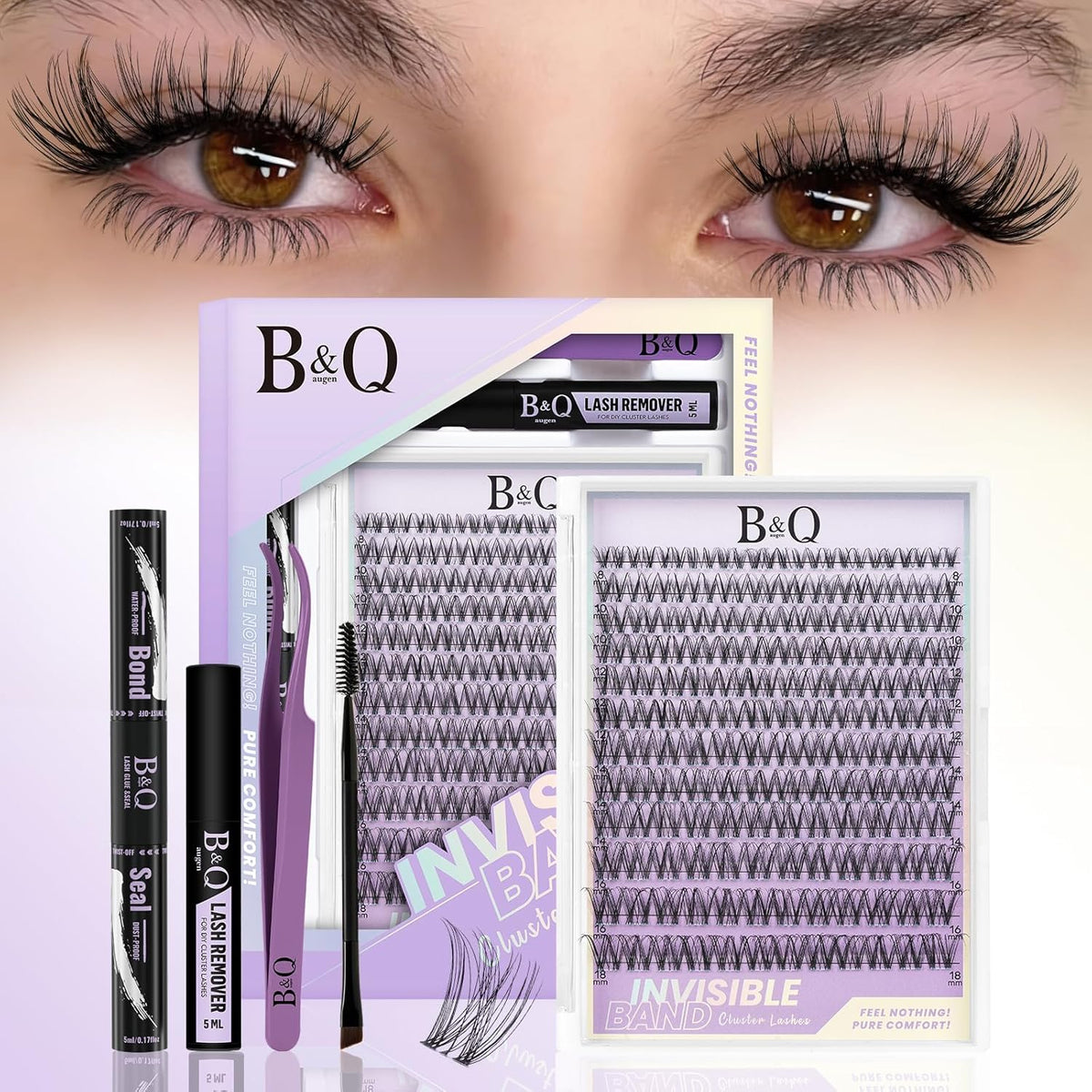 Natural Eyelash Clusters Kit - DIY Lash Extension Kit at Home with C-Curl Wispy Clusters