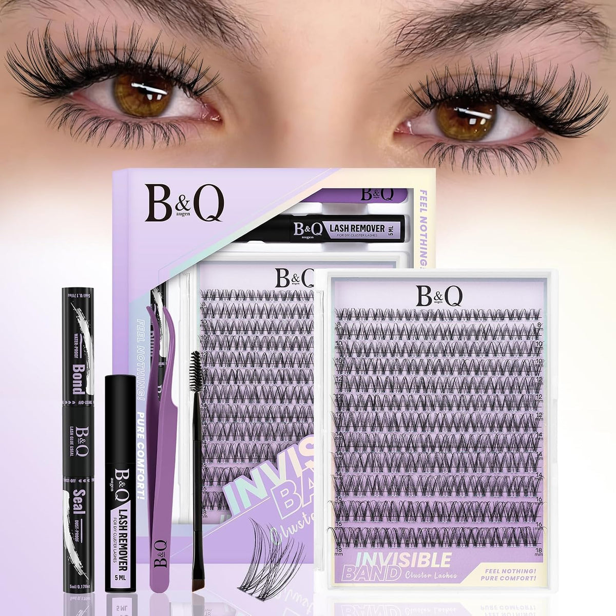Natural Eyelash Clusters Kit - DIY Lash Extension Kit at Home with C-Curl Wispy Clusters