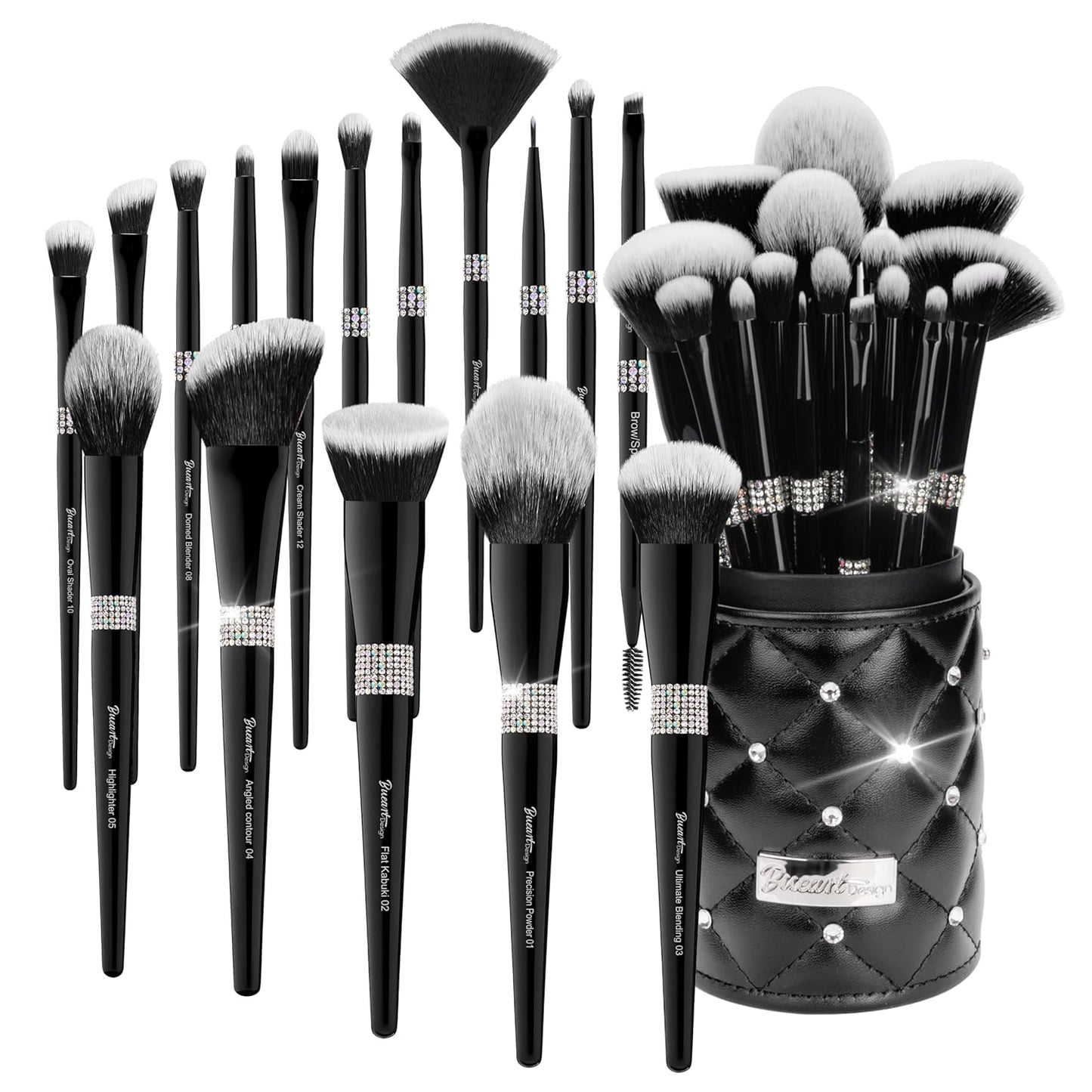 Bueart Design 16Pcs Makeup Brushes Set with Elegant Design Holder Case,Premium Ultra Soft Professional Make up Brushes for Foundation,Blush,Powder,Highlighter,Contour,Eyeshadow