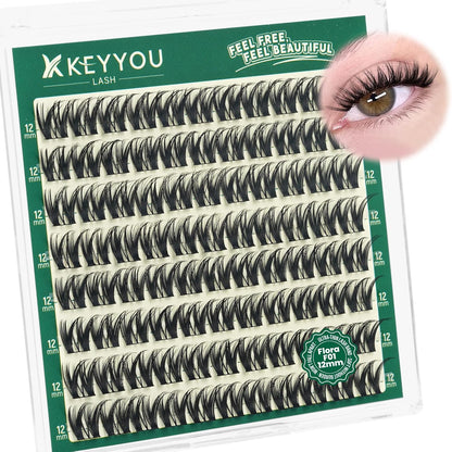 Flora Lash Clusters Kit - 132pcs D Curl Natural Extension Set with Bond, Seal, and Remover
